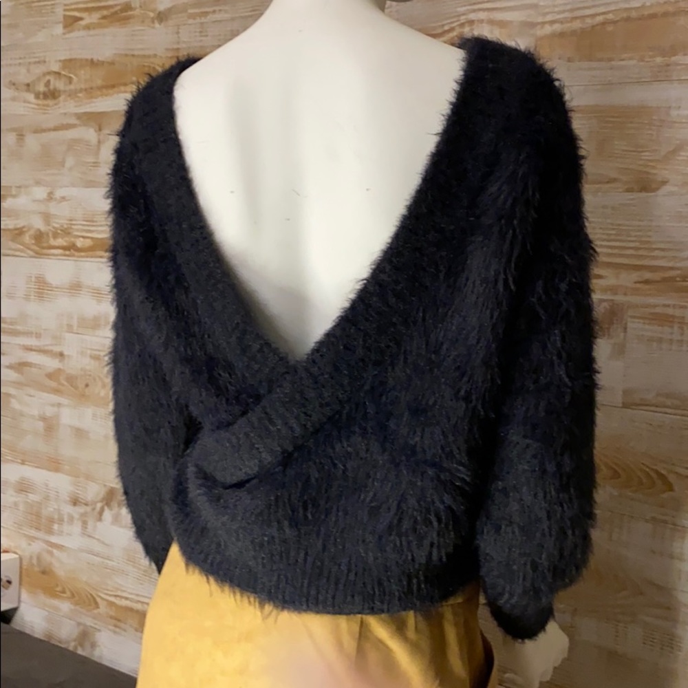Women's Black Fuzzy Sweater